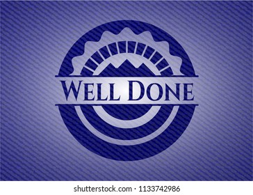 Well Done emblem with denim texture