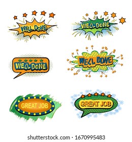 Well done. great job. Lettering. stars shows that it is an excellent performance.vector illustration