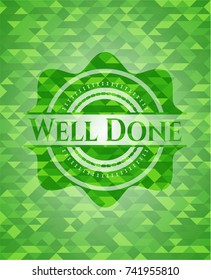 Well Done green mosaic emblem