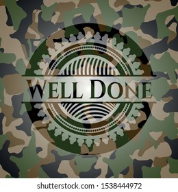 Well Done on camouflaged texture. Vector Illustration. Detailed.