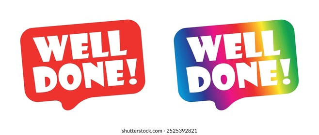 "Well done!" on speech bubble