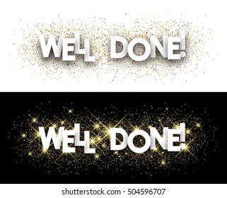 Well done paper banner with shining sand. Vector illustration.