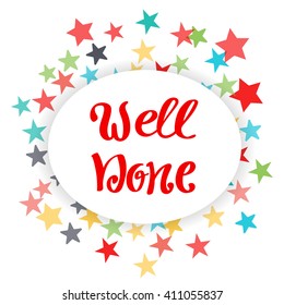 Well done Vector hand lettering fireworks background of stars.