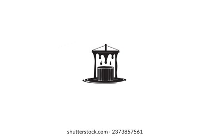 Well. Draw-Well black Vector Icon white background