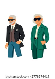 well dressed elderly couple isolated