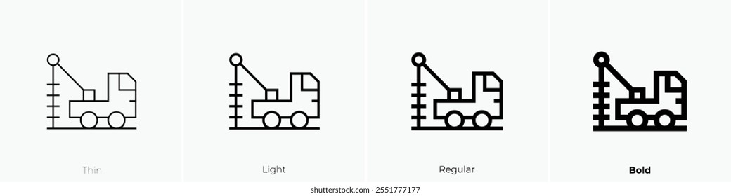 well drilling truck icon. Thin, Light Regular And Bold style design isolated on white background