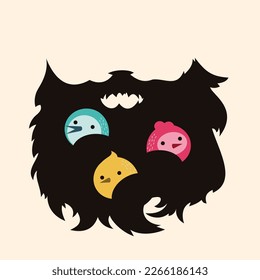A well groomed beard isn't just attractive and masculine, it can also be a nest for birds. Look at how these colorful birdlings are enjoying that full growth of facial hair.