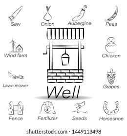 well hand draw icon. Element of farming illustration icons. Signs and symbols can be used for web, logo, mobile app, UI, UX