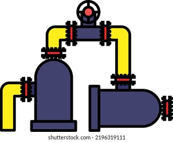 Well Head Throttle Valve Concept, Vertical Treater Dump Valves Vector Icon Design, Oil And Gas Industry Symbol, Petroleum And Gasoline Sign, Service And Supply Stock Illustration