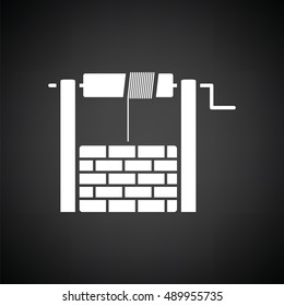 Well icon. Black background with white. Vector illustration.