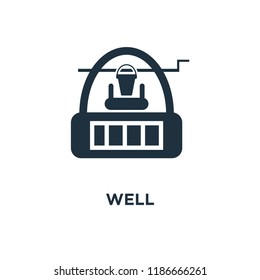 Well icon. Black filled vector illustration. Well symbol on white background. Can be used in web and mobile.