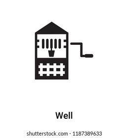 Well icon vector isolated on white background, logo concept of Well sign on transparent background, filled black symbol
