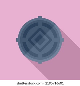 Well manhole icon flat vector. City road. Sewer lid