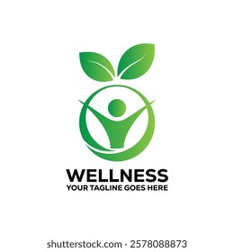 Well Ness Leaf Logo Template Design 