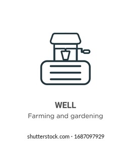 Well outline vector icon. Thin line black well icon, flat vector simple element illustration from editable farming concept isolated stroke on white background