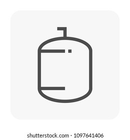 Well Pressure Tank Or Expansion Vessel Vector Icon. Part Device For Installation In Water Booster And Distribution System I.e. Plumbing, Heating, Boiler, Reverse Osmosis (RO) Or Water Filtration.