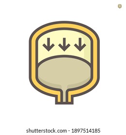 Well pressure tank or expansion vessel vector icon. Part for installation in water booster and distribution system i.e. plumbing, heating, boiler, reverse osmosis (RO) or water filtration. 64x64 pixel
