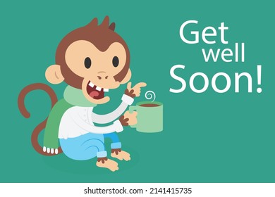 Well Soon Quote Smile Monkey Stock Vector (Royalty Free) 2141415735 ...