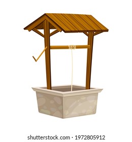 Well as Stone Structure in the Ground for Accessing Water Vector Illustration