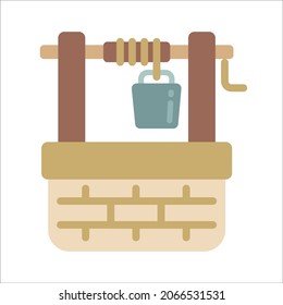 Well (sump) flat icon. Cartoon illustration. Vector sign for mobile app and web sites.