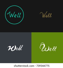 Well text. Text decoration. Interior template design. Set.