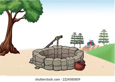 well vector art image with ground