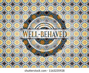 Well-behaved arabic badge background. Arabesque decoration.