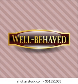 Well-behaved gold shiny emblem