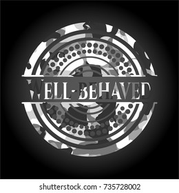 Well-behaved grey camo emblem