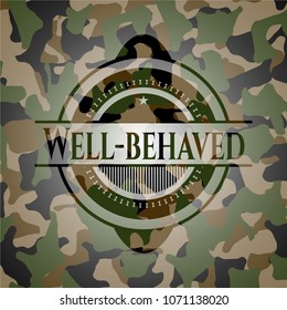 Well-behaved on camouflagWell-behaved camouflaged embleme texture