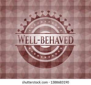 Well-behaved red seamless geometric pattern emblem. Seamless.