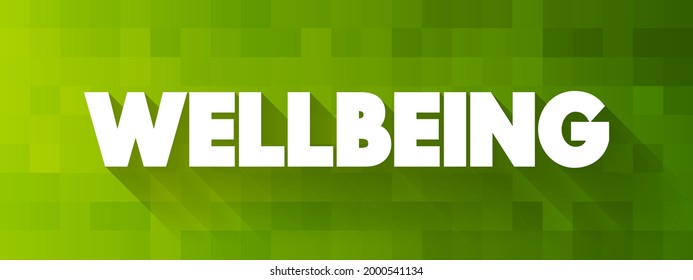 Wellbeing - complex combination of a person's physical, mental, emotional and social health factors, text concept background