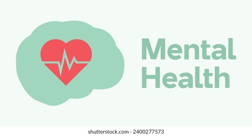 Well-being, emotions, feelings, mind, healthy. Medicine, psychology, psychiatry. World Mental Health Day. Icon, illustration, vector. Brain, heart. Lo