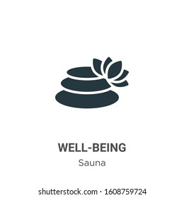 Well-being glyph icon vector on white background. Flat vector well-being icon symbol sign from modern sauna collection for mobile concept and web apps design.