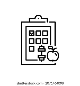 Wellbeing healthy lifestyle. Gym training and diet plan. Pixel perfect, editable stroke icon