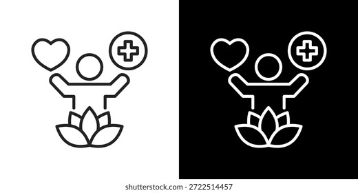 Wellbeing Icon Set. Clean Line Design With Light And Dark Versions For Versatile Use