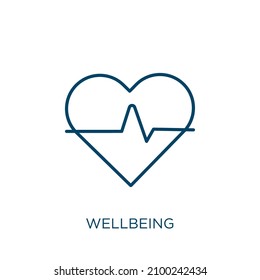 Wellbeing Icon. Thin Linear Wellbeing Outline Icon Isolated On White Background. Line Vector Wellbeing Sign, Symbol For Web And Mobile