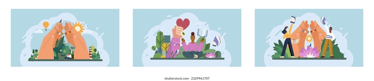 Wellbeing metaphor. Vector illustration. Employee wellbeing, barometer of respectful work culture Humcare, undercurrent that defines supportive workplace Wellbeing at work, secret sauce of motivated