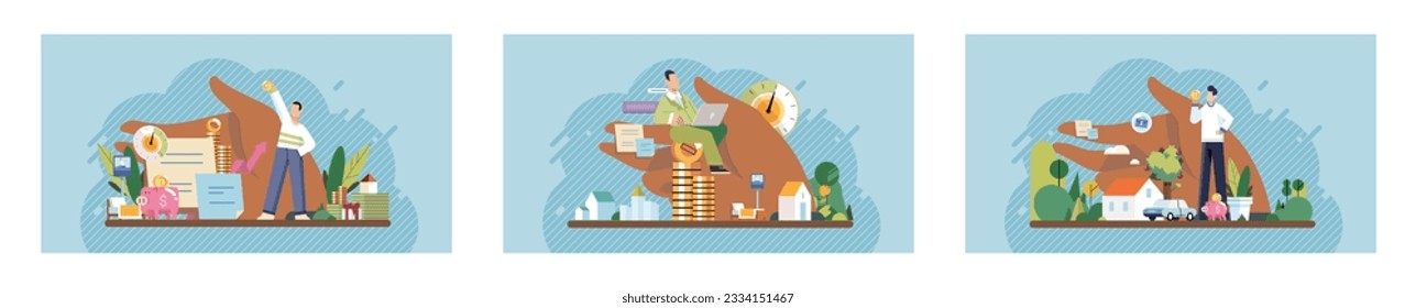 Wellbeing metaphor. Vector illustration. Employee wellbeing, metric for supportive work environment Human care, touchstone of people-first organization Wellbeing at work, spark plug for engaged