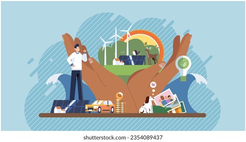 Wellbeing metaphor. Vector illustration. Employee wellbeing, barometer of respectful work culture Humcare, undercurrent that defines supportive workplace Wellbeing at work, secret sauce of motivated