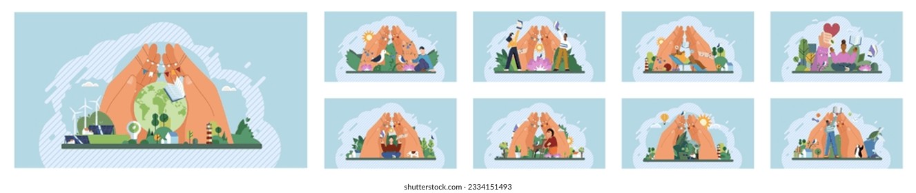 Wellbeing metaphor. Vector illustration. Human care, essence of nurturing work environment Wellbeing at work, seed that blossoms into increased productivity Support professional growth, wind beneath