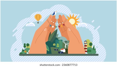 Wellbeing metaphor. Vector illustration. Support of professional growth, wind beneath employees wings Support insurance, safety harness on climb to professional heights Employee wellbeing, pulse