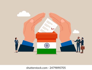 Wellbeing metaphor. Voting in India. Flat vector illustration