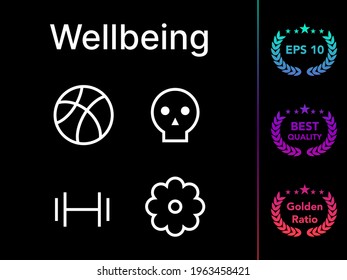 Wellbeing modern line icon vector set.