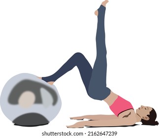 bienestar con pilates haciendo ejercicio con la bola en el piso. Atención de la salud para el estilo de vida corporal