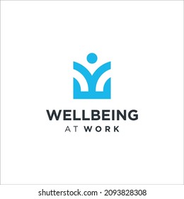 Wellbeing at Work Logo Design. Letter W. People Icons.