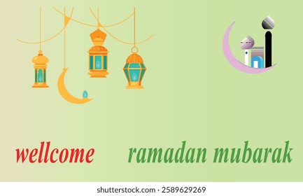 wellcome ramadan mubarak vector art banner.eps