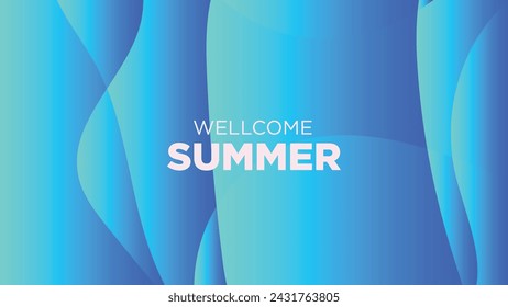 wellcome summer in abstract cold blue background