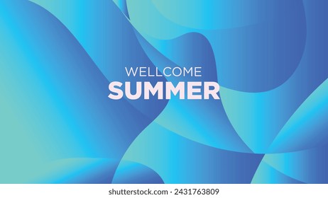 bienvenido verano en el fondo azul frío abstracto