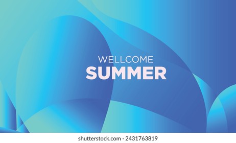 Willkommen Sommer im abstrakten kalten blauen Hintergrund